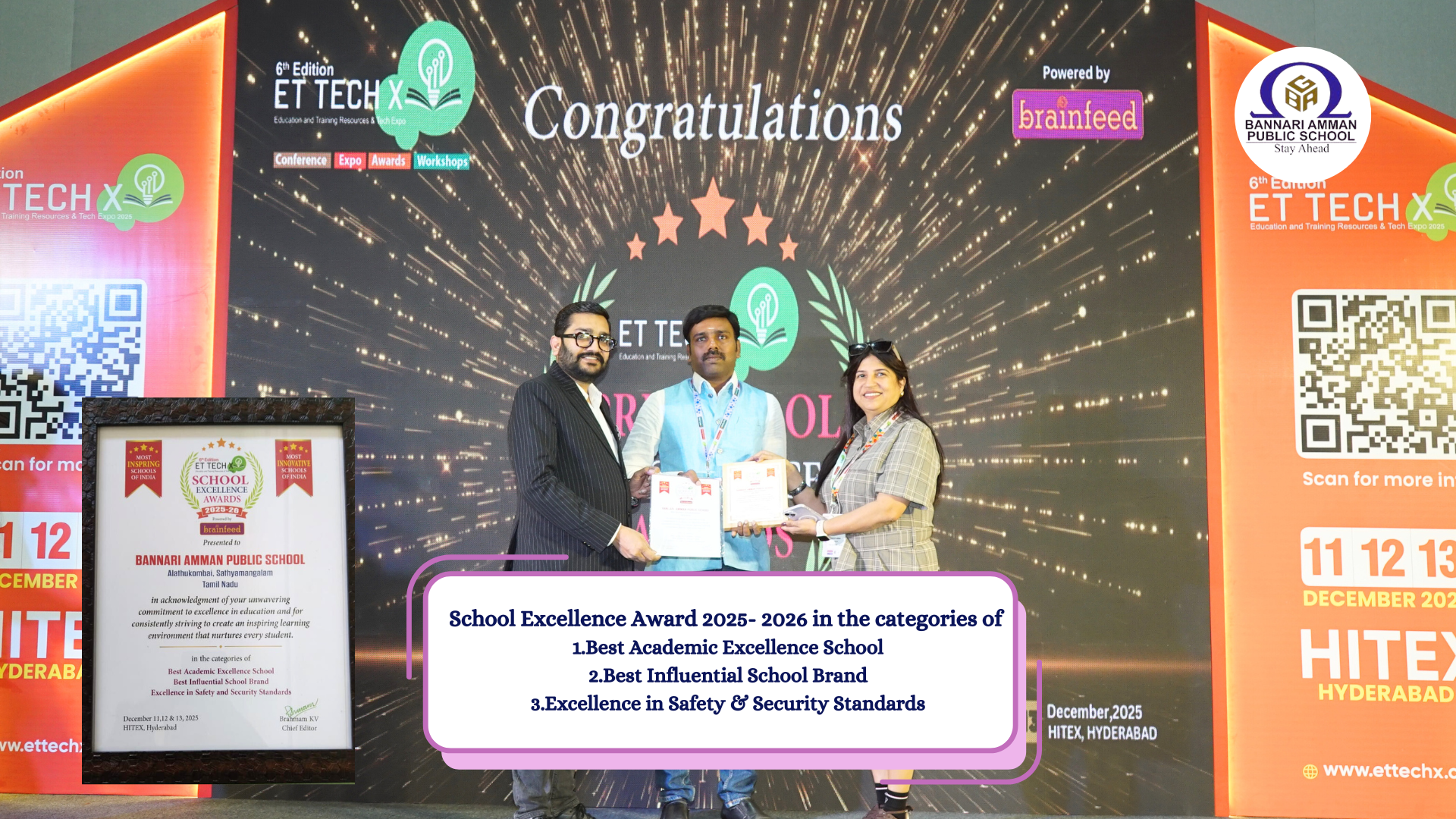 Brain feed Award Best CBSE Bannari Amman Public School Sathyamangalam